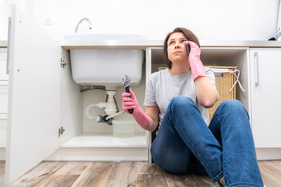 A frustrated homeowner is experiencing problems with her sewer system and has decided to call a professional plumber to help her in Springfield, IL.